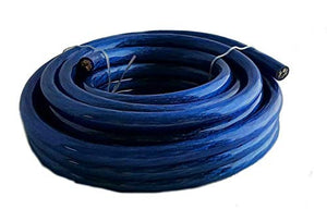 MK Audio 1/0 Gauge Blue 25ft Power/Ground Wire True Spec and Soft Touch Cable