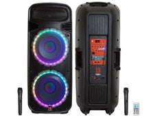 Load image into Gallery viewer, 2 MR DJ PBX6300BAT Dual 15-Inch 4500-Watt Max Power 3 Way PA DJ Party Speaker