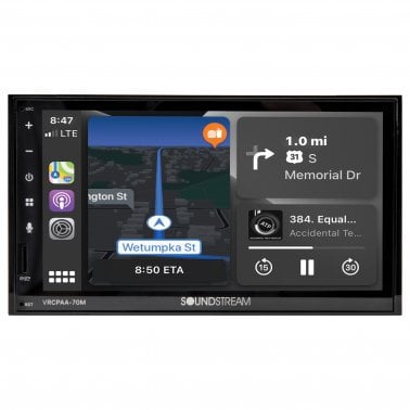 Soundstream VRCPAA-70M 7 Inch Touchscreen Mechless Double DIN Bluetooth Apple CarPlay & Android Auto Car Audio